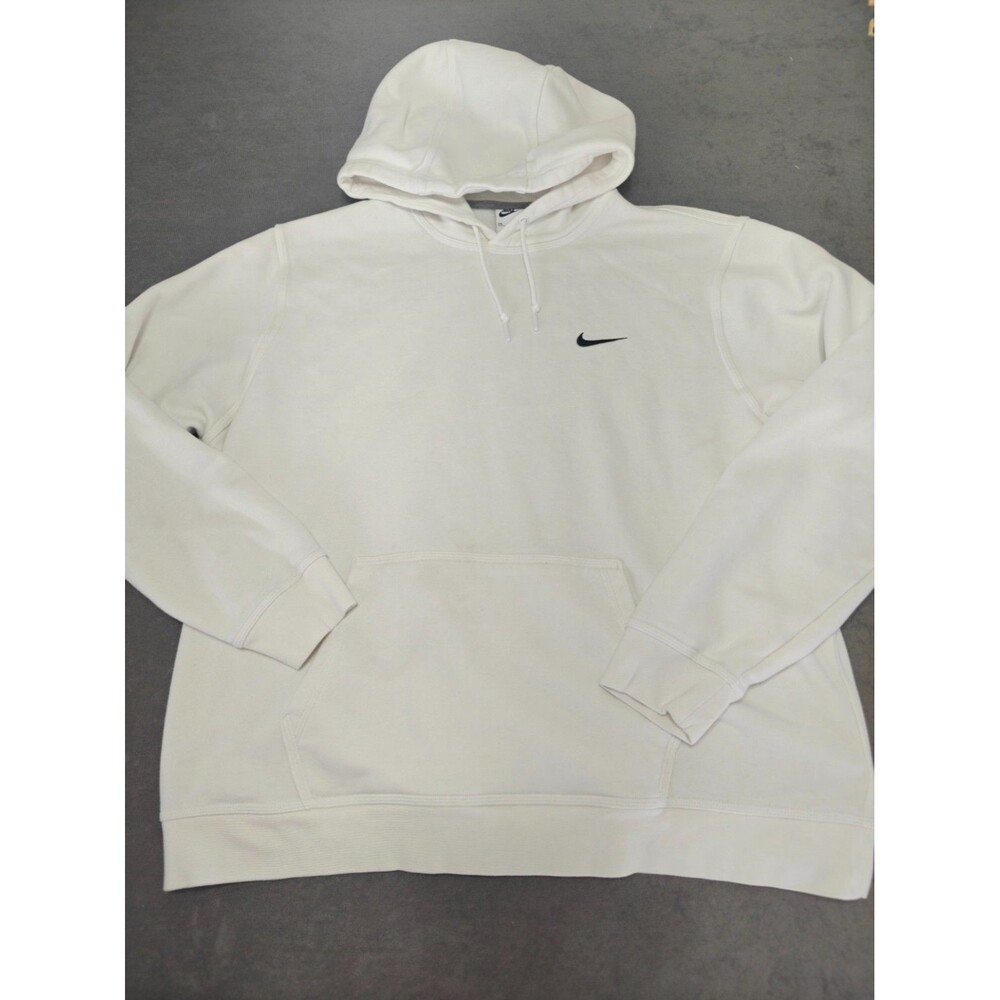 Nike Hoodie Men’s XXL White Pullover Swoosh Logo Fleece Sweatshirt 2XL